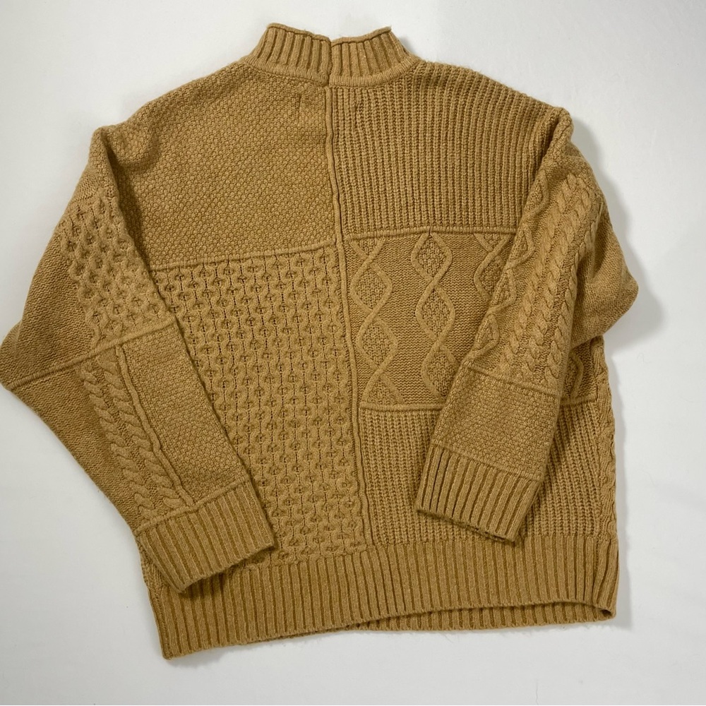 American Eagle Camel Brown Patchwork Cable Knit L… - image 7